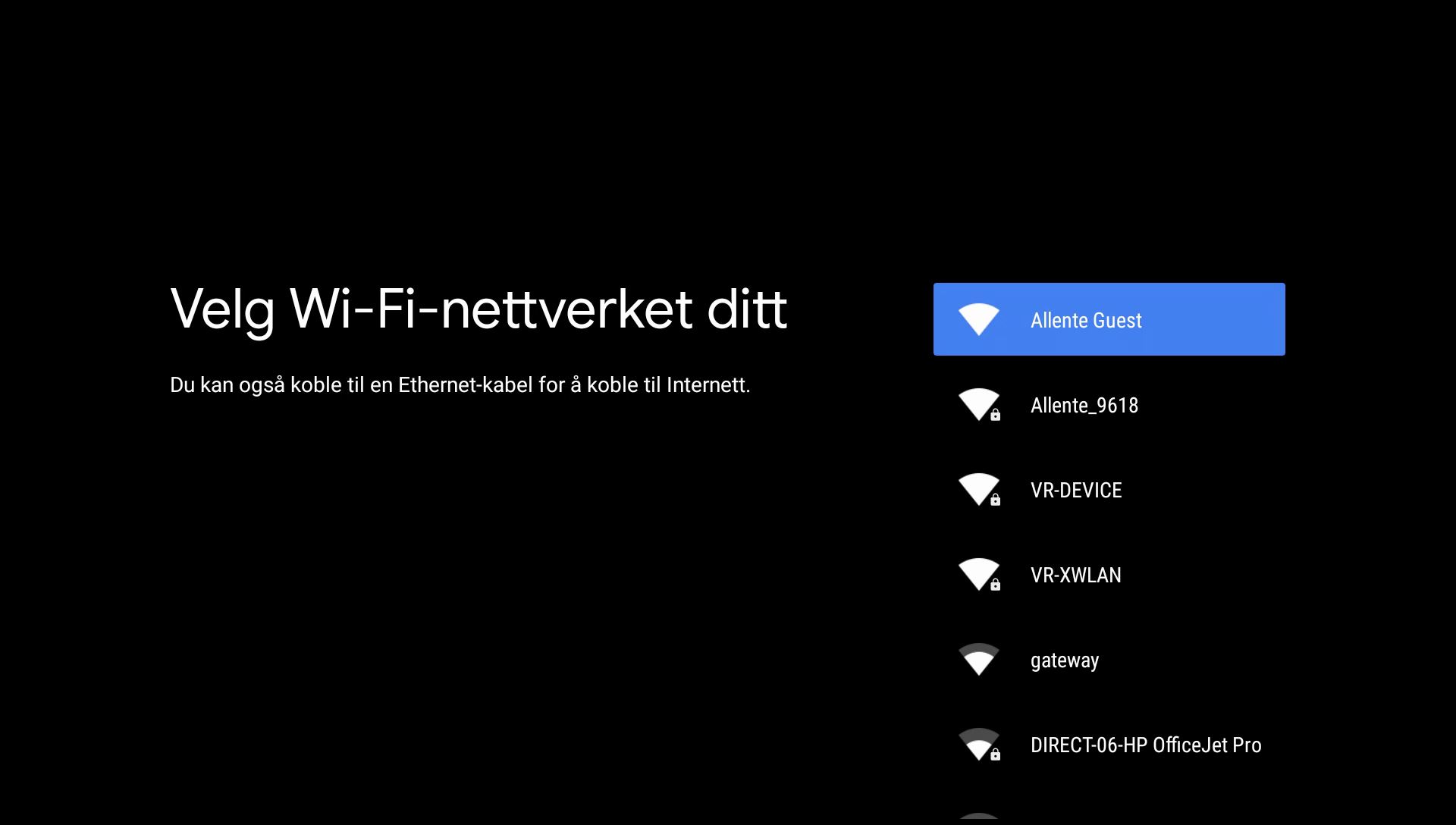 Velg WiFi-nettverket ditt