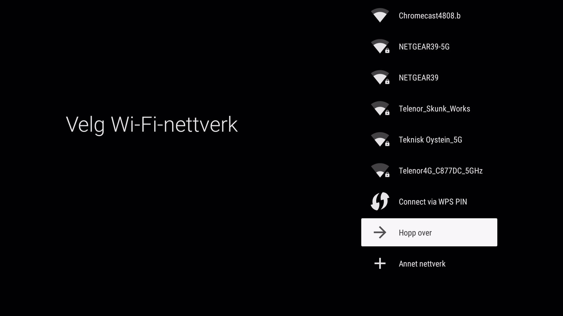 Velg Wi-Fi-nettverk